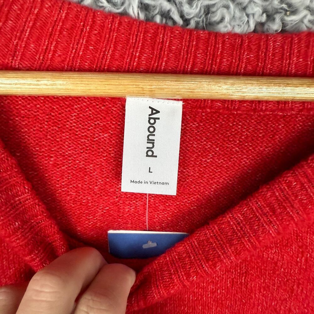 Abound Cropped Sweater Red Women's Size Large Soft Boxy Oversized Cozy Sweater - Picture 11 of 12